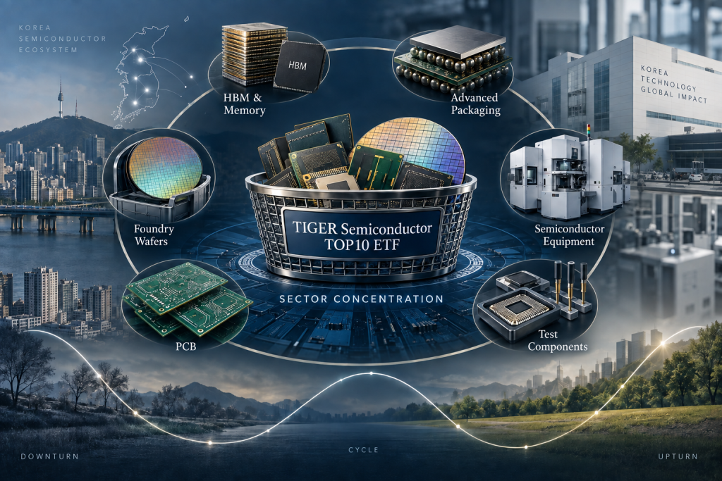 TIGER Semiconductor TOP10 ETF connected to Korea's memory, HBM, packaging, equipment, testing, PCB, and foundry ecosystem