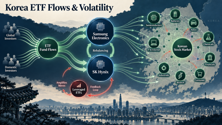 ETF flows and rebalancing around Samsung Electronics and SK Hynix spreading through the broader Korean stock market