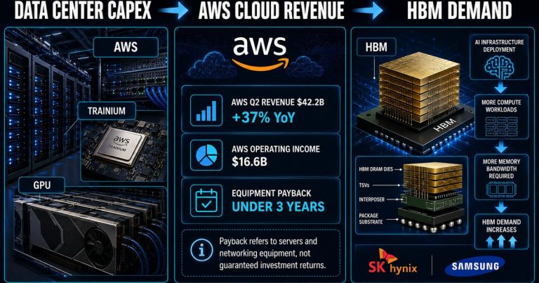 AWS AI investment payback linking Trainium GPU and Maia accelerators to Korean HBM demand