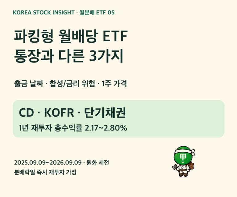 파킹형 월배당 ETF 비교: CD·KOFR·단기채권, 통장과 다른 3가지