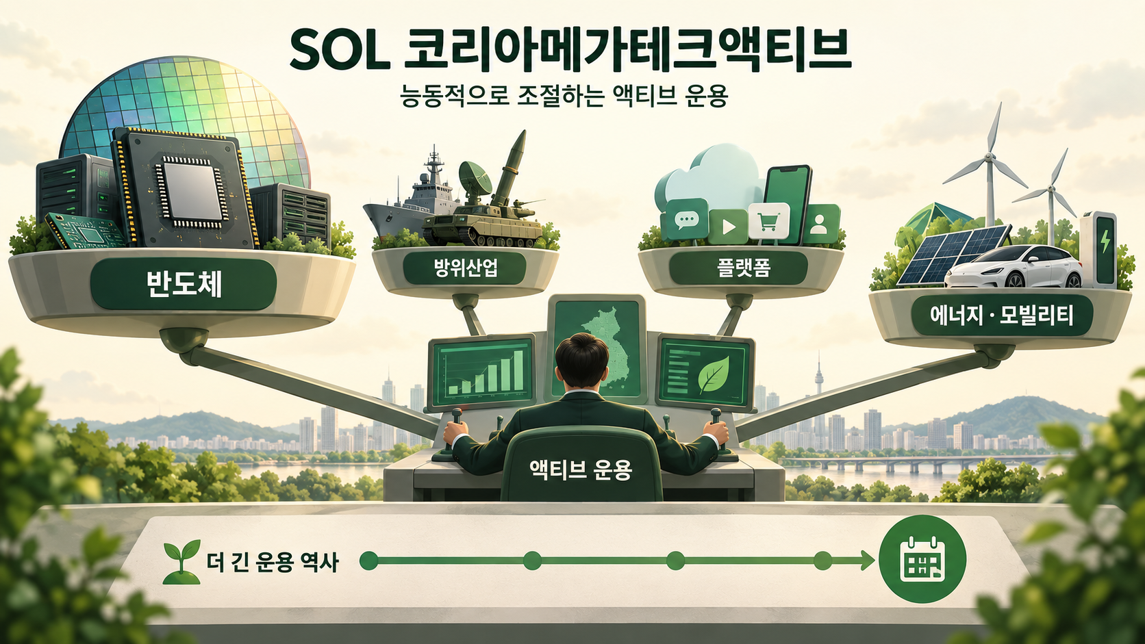 SOL 코리아메가테크액티브가 반도체 중심 포트폴리오를 여러 메가트렌드 산업으로 넓히는 구조