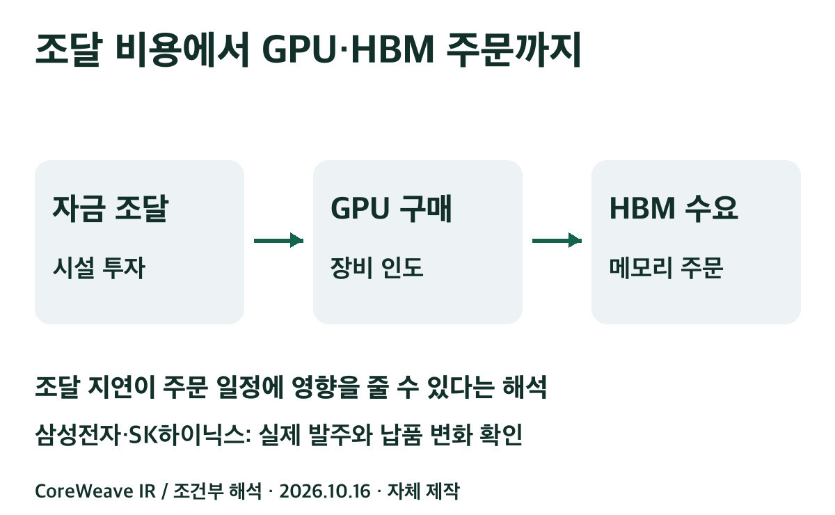 자금조달지연이GPU와HBM주문일정에영향을줄수있는조건부경로.