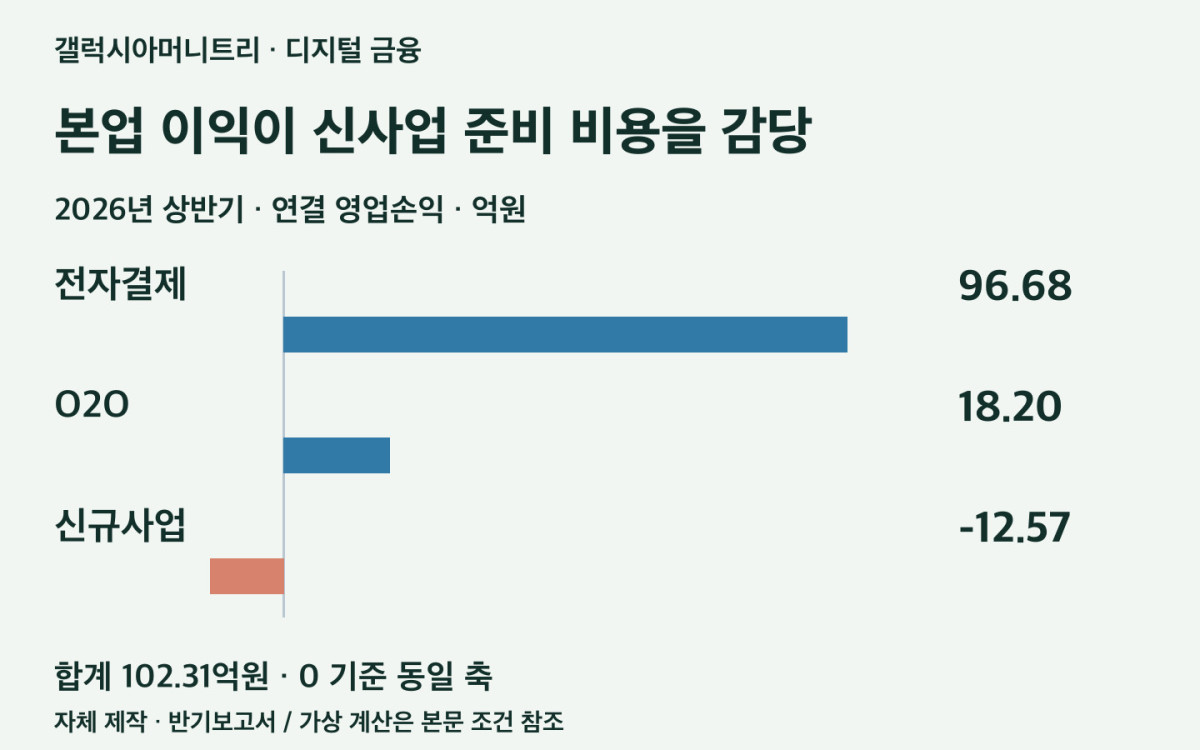 갤럭시아머니트리의 부문별 이익과 신규사업 손실