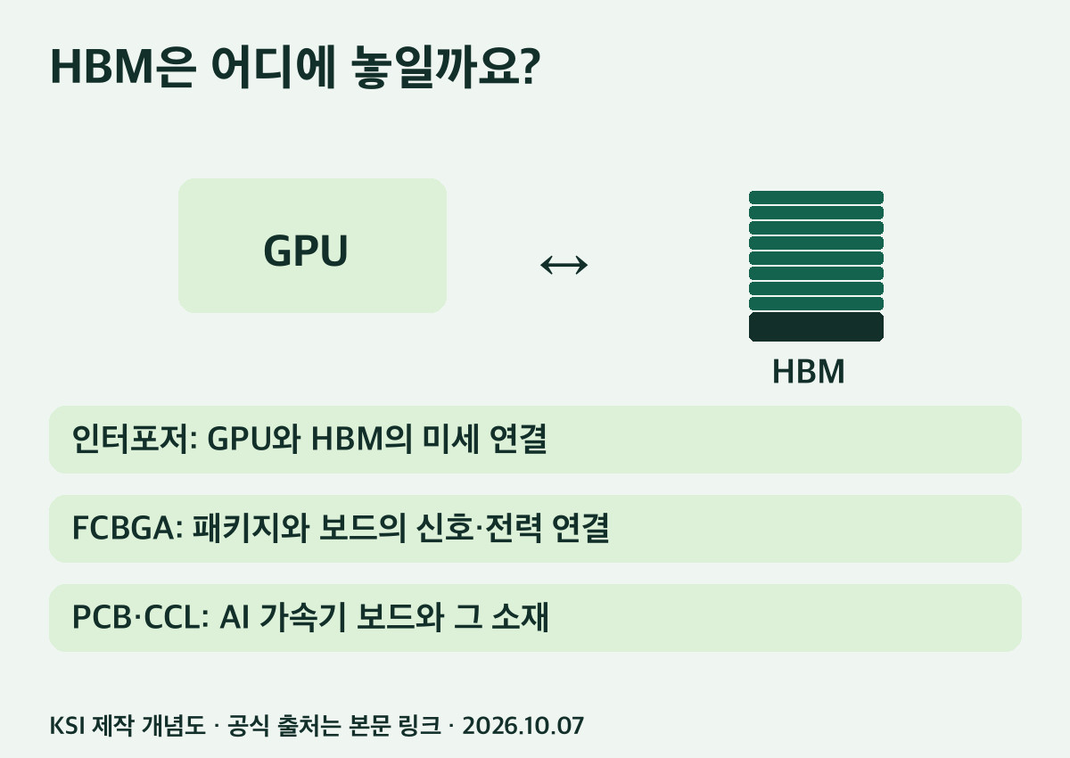 HBM에서 인터포저 기판 PCB까지의 연결